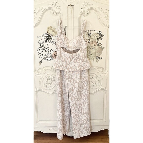 Lulus Ellis Jumpsuit Women's L White Beige Cutout Sleeveless NWOT - Picture 5 of 11